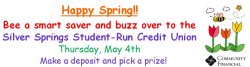 Student run Credit Union May 4th.  Make a deposit and pick a prize